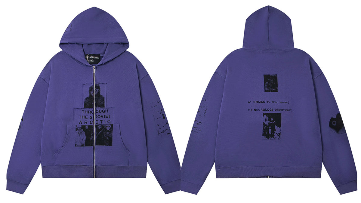 ERD "Through The Soviet Arctic" Graphic Full-Zip Hoodie (Purple)