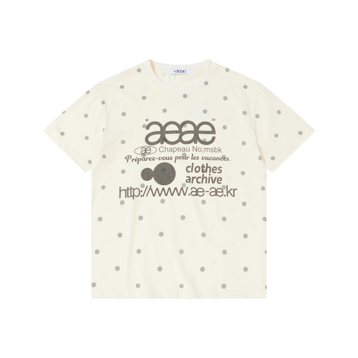 Korean Fashion aeae Apricot Short Sleeve T-Shirt with Colorful Polka Dots