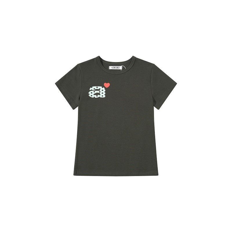 aeae Casual Apricot Short Sleeve Graphic Tee with Multicolored Polka Dots