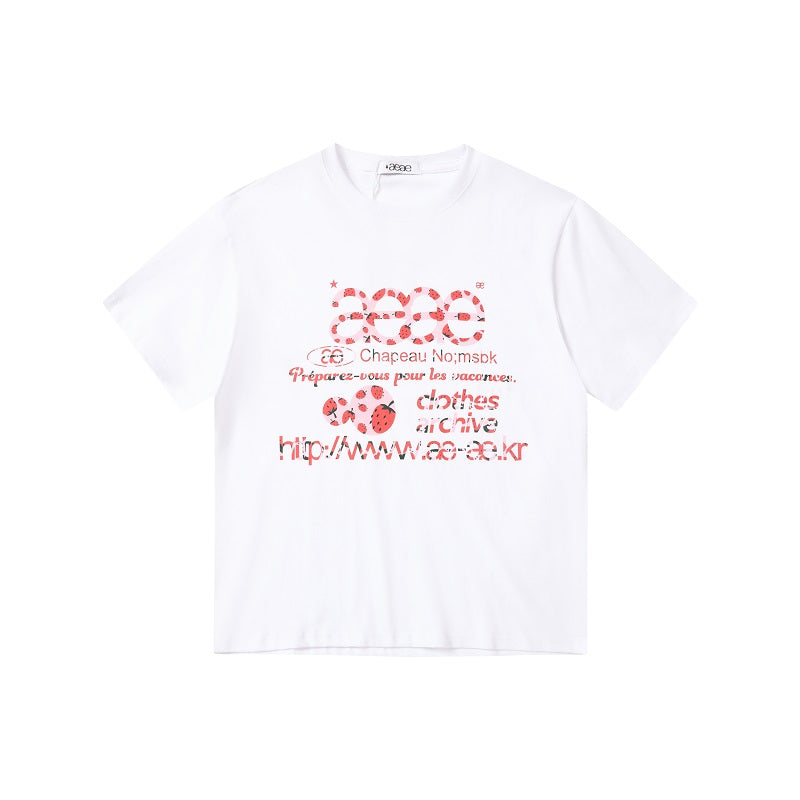 Korean Fashion aeae Apricot Short Sleeve T-Shirt with Colorful Polka Dots