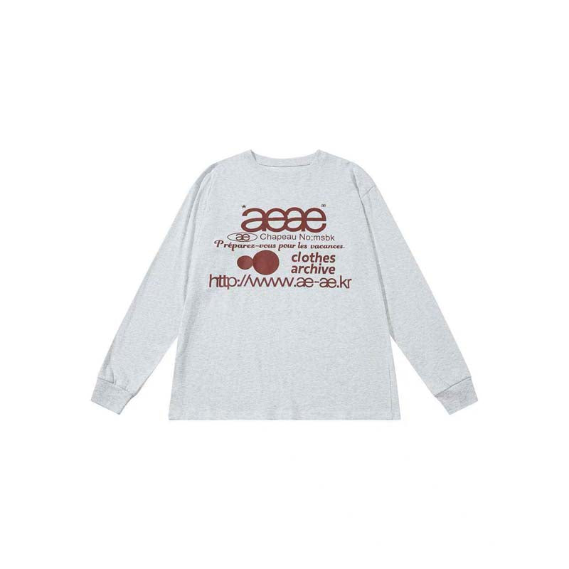 AEAE Vintage Graphic Long Sleeve T-Shirt – Minimal Streetwear Loose Fit Tee