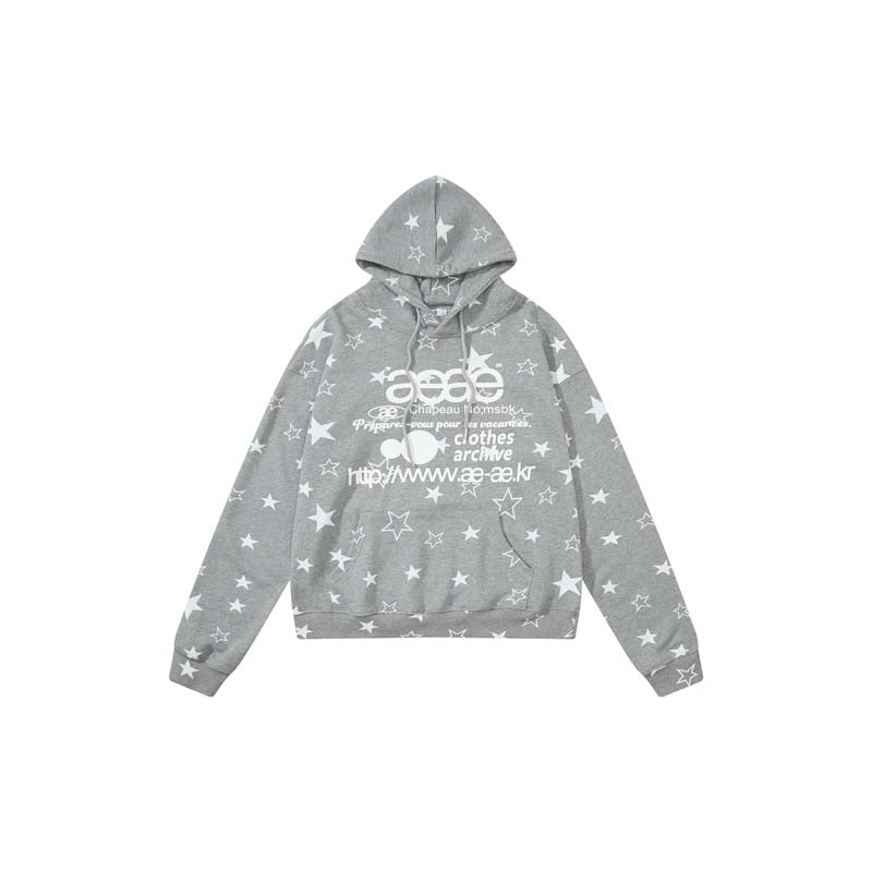 AEAE Star Graphic Oversized Hoodie – Minimal Streetwear Pullover Sweatshirt Duo