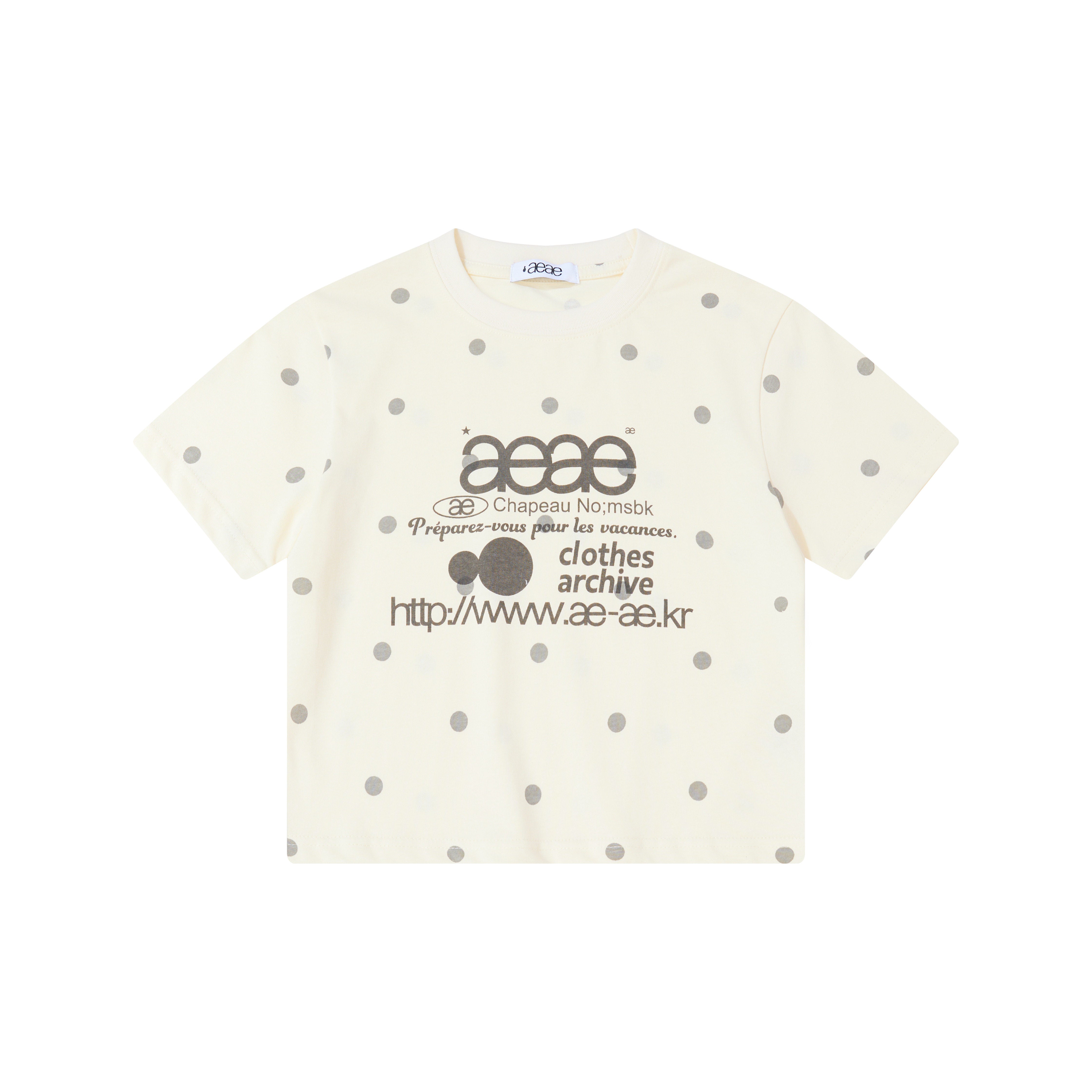 AEAE Cat Graphic Cotton T-Shirt | Slim Fit Crop Polka Dot Summer Top
