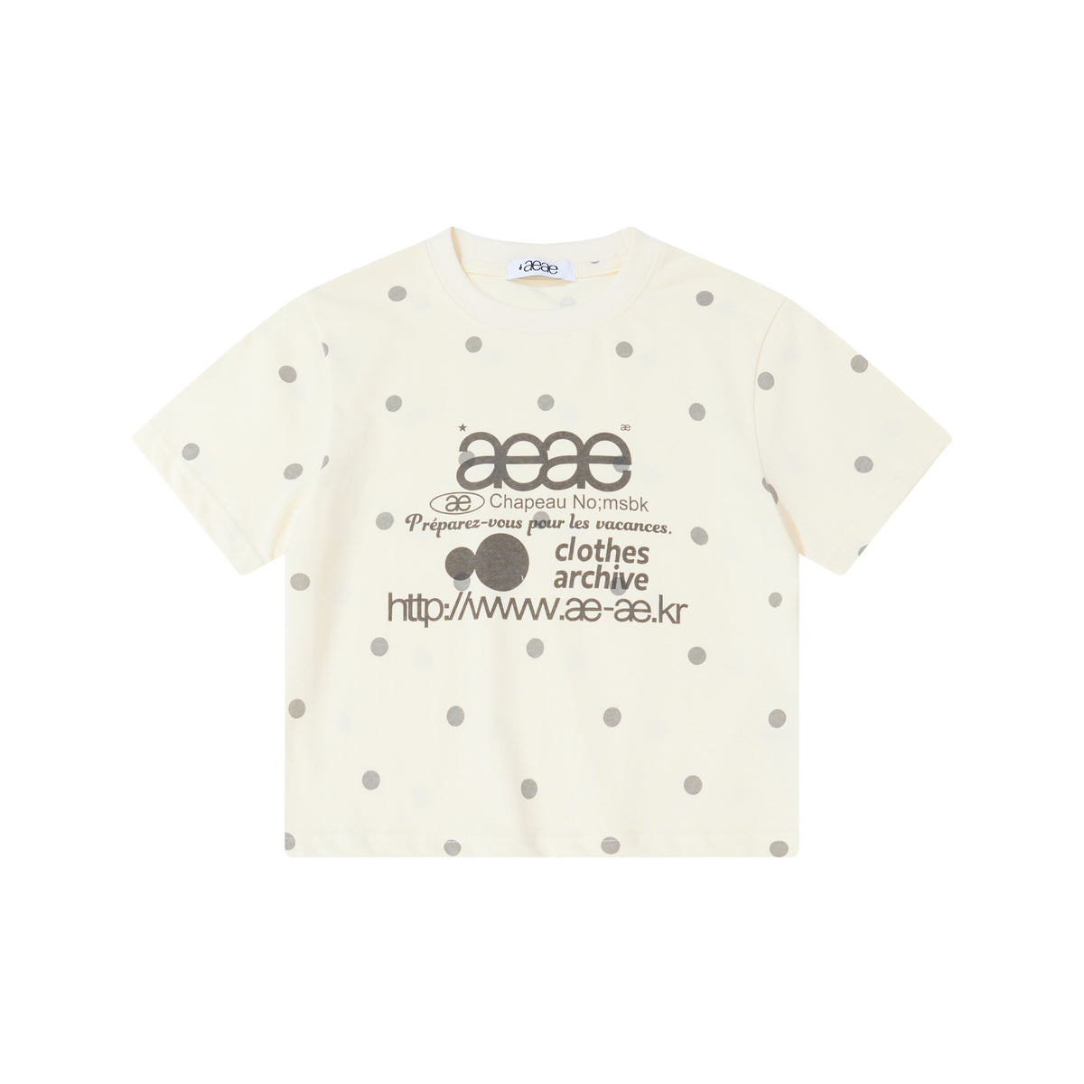 AEAE Cat Graphic Cotton T-Shirt | Slim Fit Crop Polka Dot Summer Top