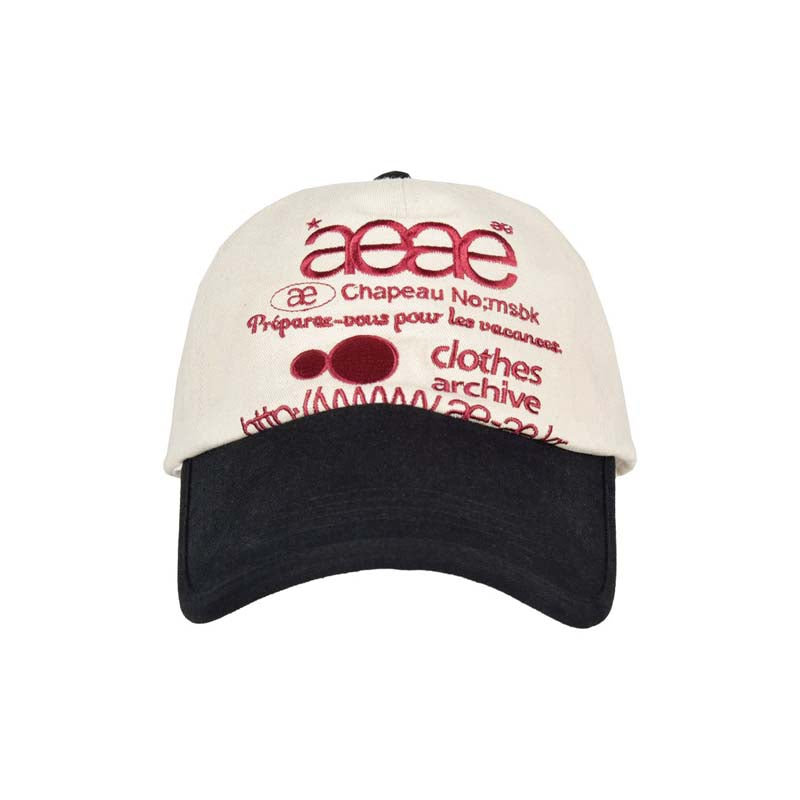 AEAE Vintage Logo Two-Tone Baseball Cap – Beige/Black Retro Streetwear Hat