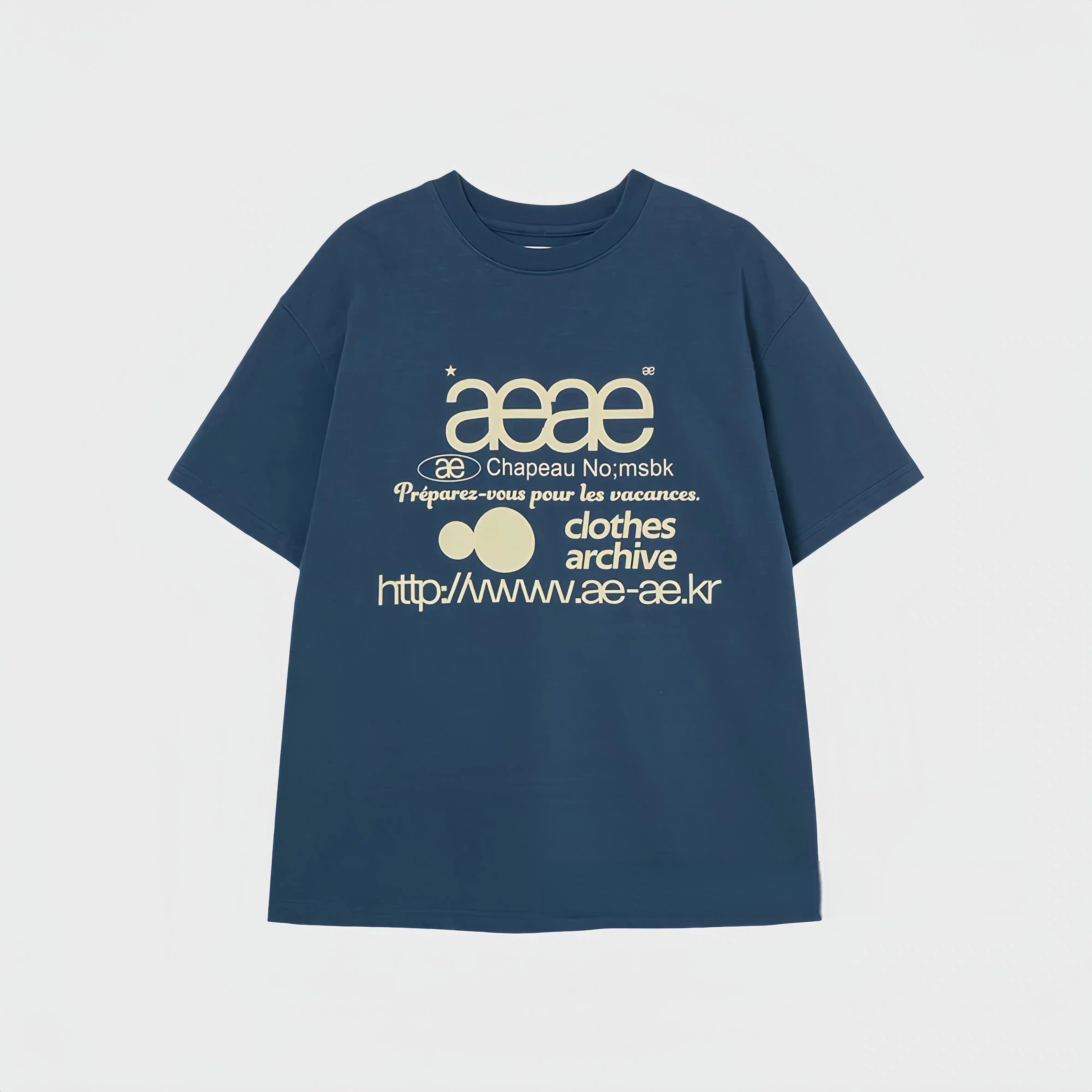 AEAE Korean Streetwear Graphic Oversized T-Shirt | Archive Logo Casual Tee