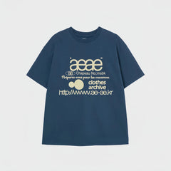 AEAE Korean Streetwear Graphic Oversized T-Shirt | Archive Logo Casual Tee