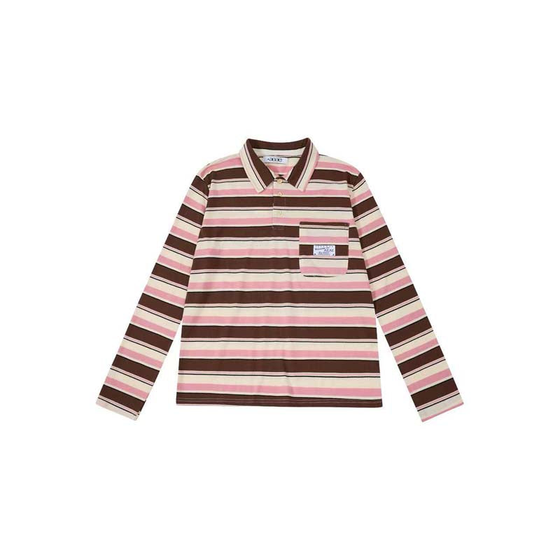 AEAE Vintage Striped Rugby Polo Long Sleeve – Retro Streetwear Loose Fit Top