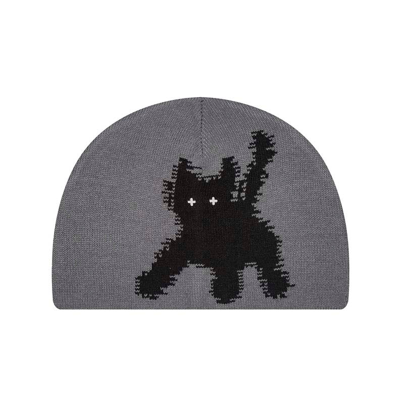 AEAE Pixel Cat Knit Beanie – Minimal Jacquard Winter Streetwear Hat