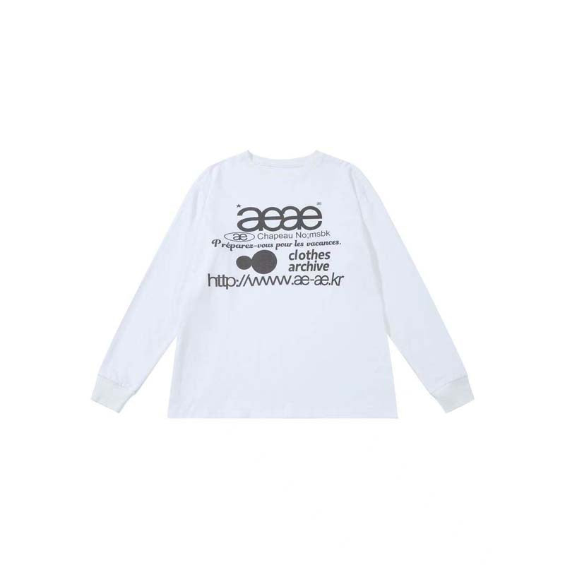 AEAE Vintage Graphic Long Sleeve T-Shirt – Minimal Streetwear Loose Fit Tee