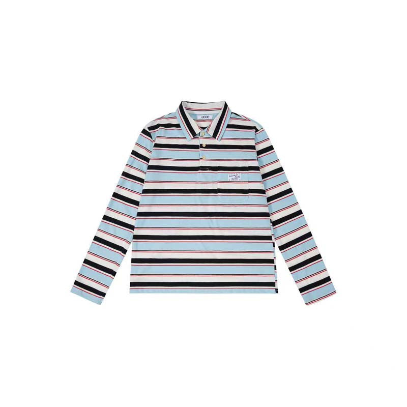 AEAE Vintage Striped Rugby Polo Long Sleeve – Retro Streetwear Loose Fit Top