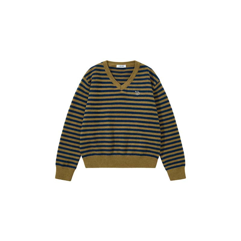 Vintage Stripe Knit Hoodie – Harajuku Style Cropped Pullover Sweater