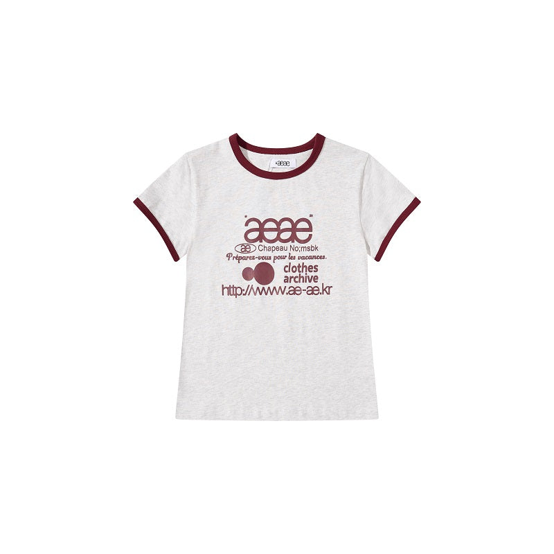 AEAE Contrast Trim Ringer Tee | Korean Streetwear Minimal Logo Print T-Shirt
