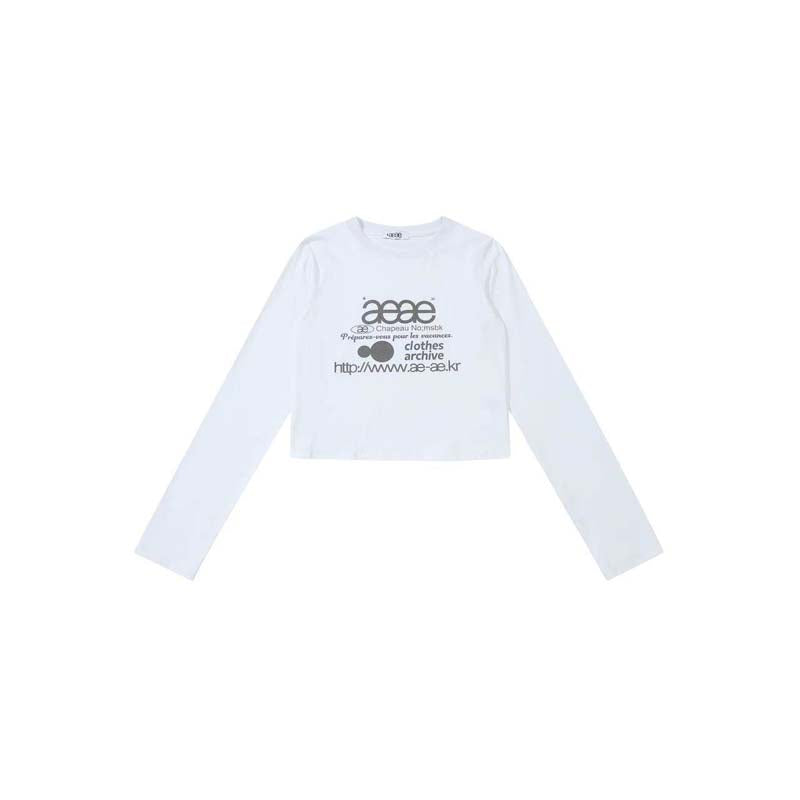 AEAE Vintage Logo Cropped Long Sleeve T-Shirt – Minimal Streetwear Slim Fit Tee