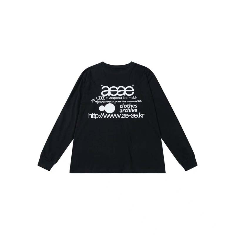 AEAE Vintage Logo Oversized Sweatshirt – Black Minimal Streetwear Graphic Pullover