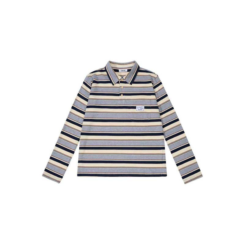 AEAE Vintage Striped Rugby Polo Long Sleeve – Retro Streetwear Loose Fit Top