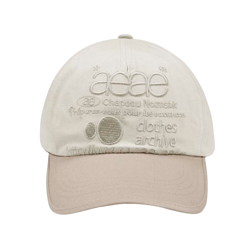 AEAE Vintage Beige & Black Logo Baseball Cap – Minimal Streetwear Trucker Hat
