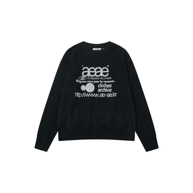 AEAE Minimal Logo Knit Sweater – Oversized Streetwear Pullover Collection