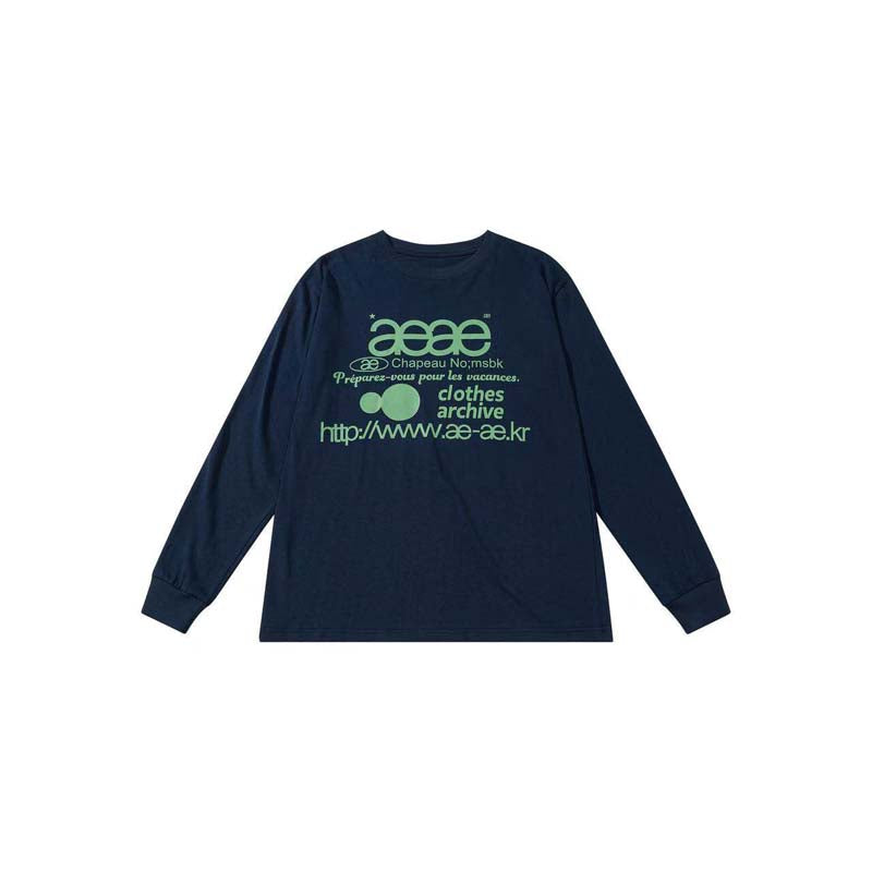 AEAE Vintage Graphic Long Sleeve T-Shirt – Minimal Streetwear Loose Fit Tee