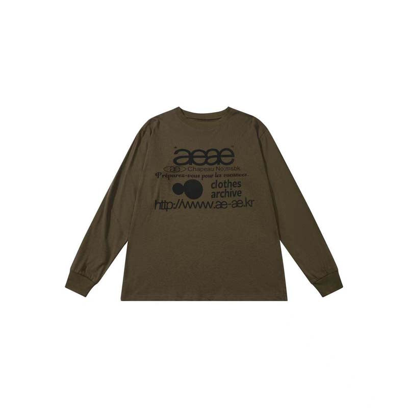 AEAE Vintage Graphic Long Sleeve T-Shirt – Minimal Streetwear Loose Fit Tee