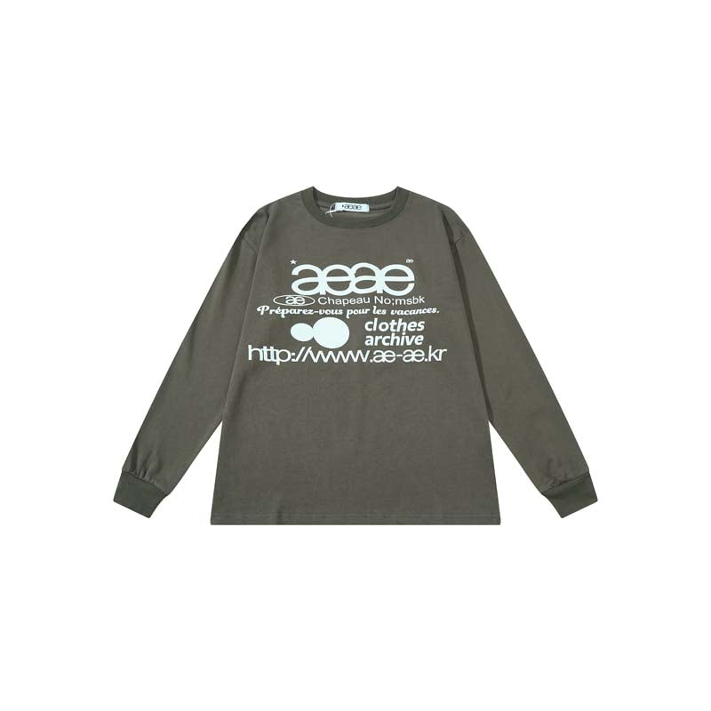 AEAE Vintage Logo Oversized Sweatshirt – Black Minimal Streetwear Graphic Pullover