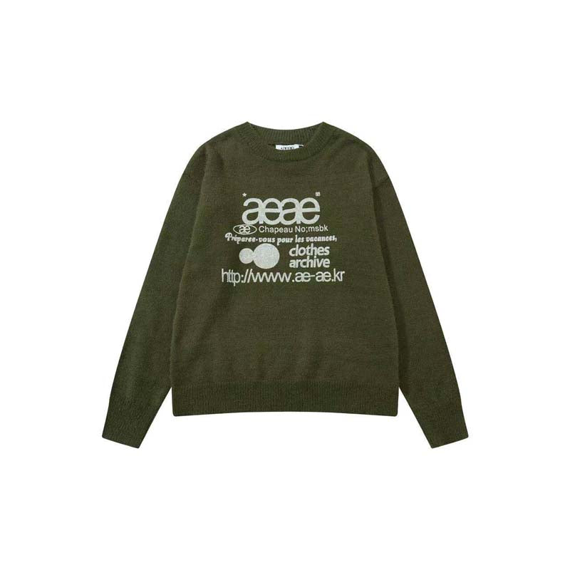AEAE Minimal Logo Knit Sweater – Oversized Streetwear Pullover Collection