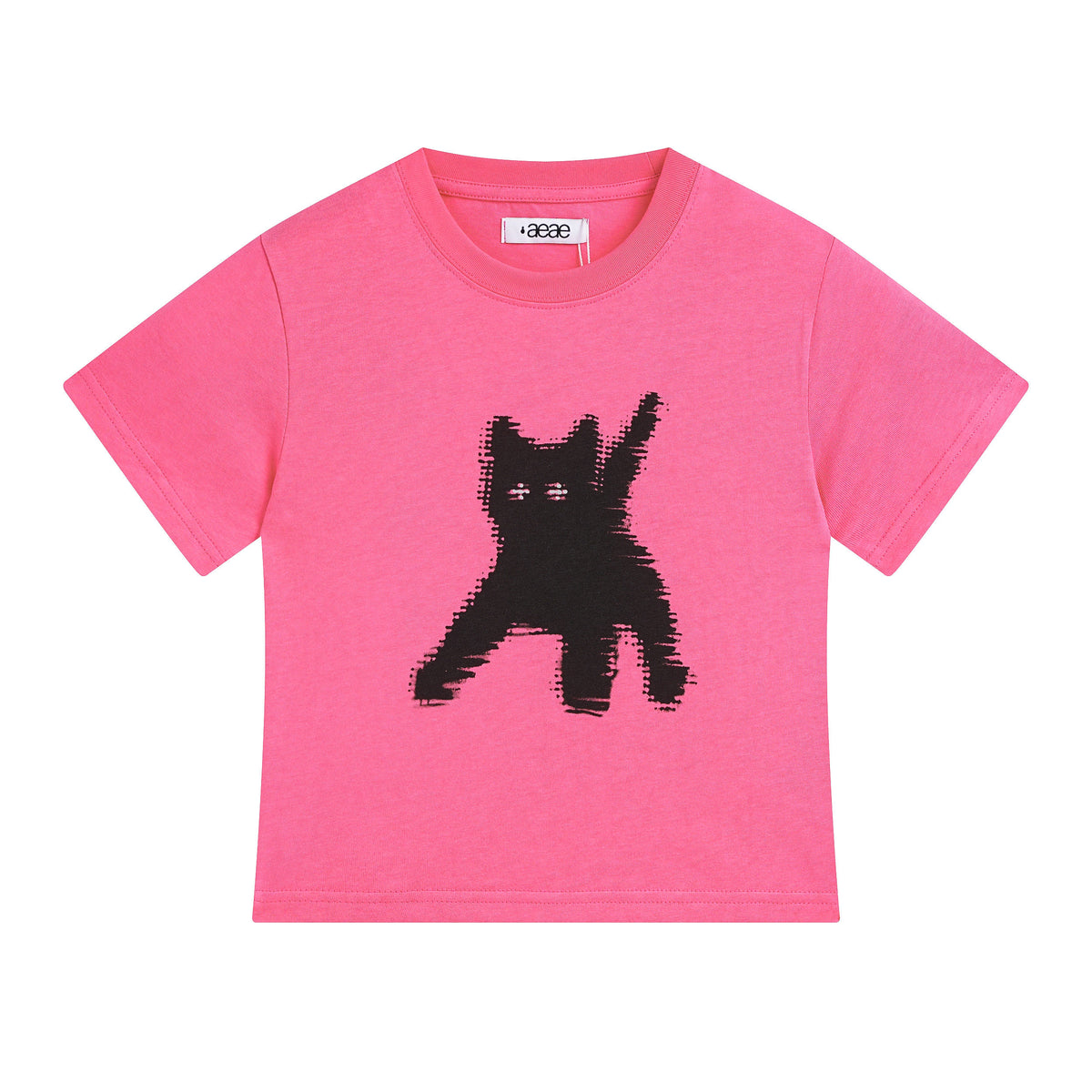 AEAE Polka Dot Cat Graphic Tee | Slim Fit Short Sleeve Summer Top