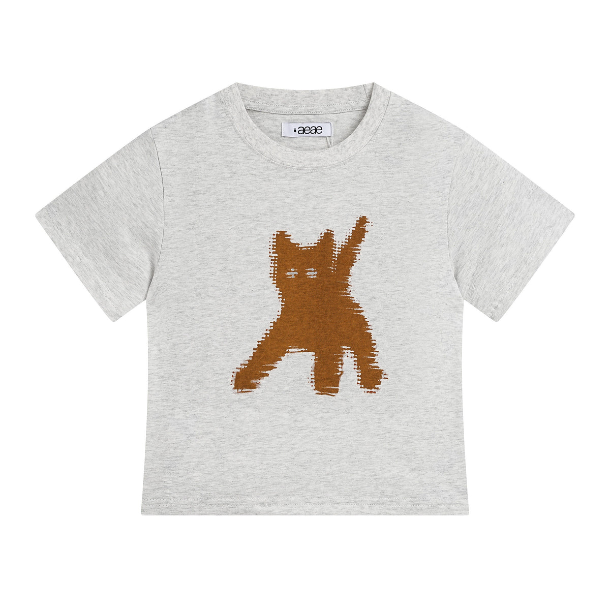 AEAE Cat Print Fitted T-Shirt | Soft Cotton Sexy Casual Crop Tee