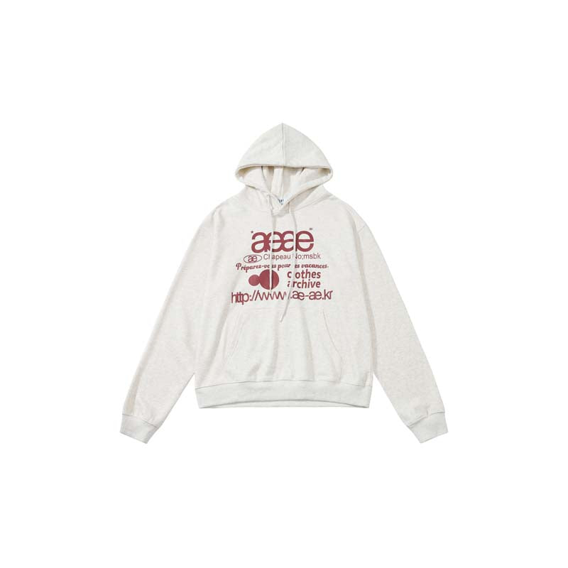 AEAE Minimal Logo Hoodie – Cream Oversized Streetwear Pullover Sweatshirt