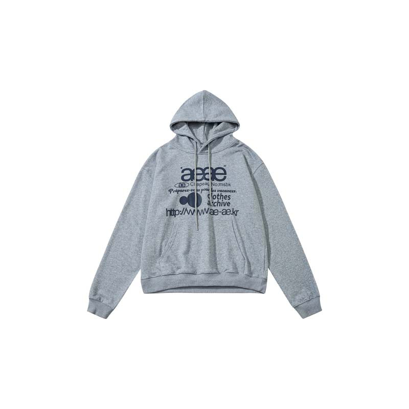AEAE Minimal Logo Hoodie – Cream Oversized Streetwear Pullover Sweatshirt
