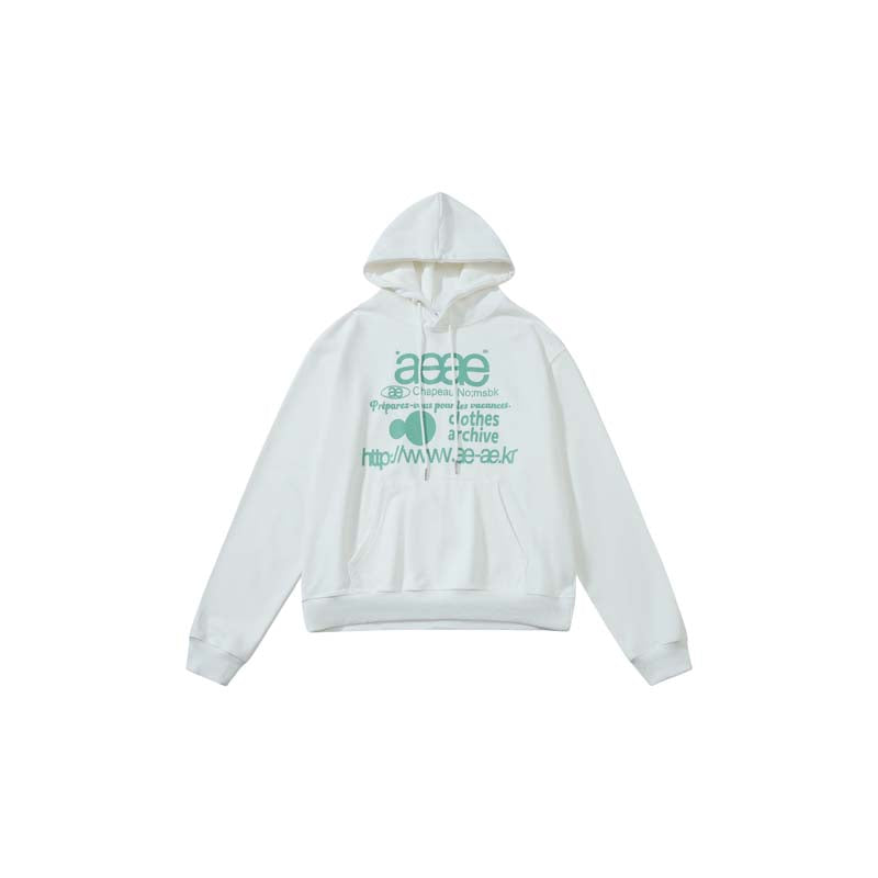 AEAE Minimal Logo Hoodie – Cream Oversized Streetwear Pullover Sweatshirt