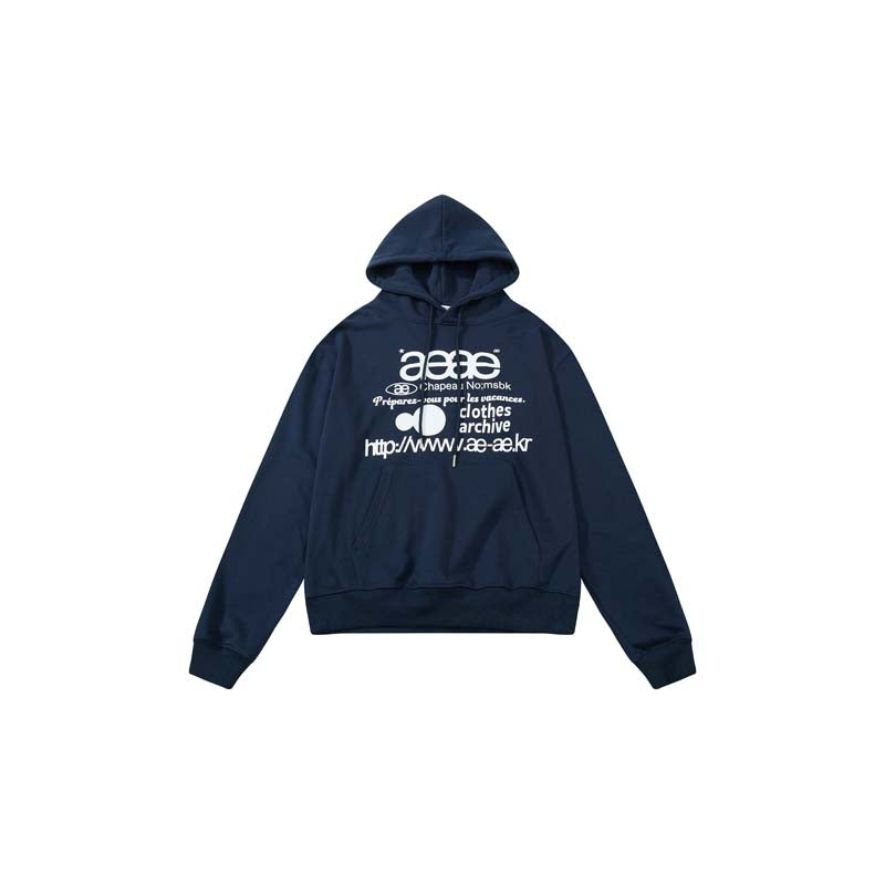 AEAE Minimal Logo Hoodie – Cream Oversized Streetwear Pullover Sweatshirt